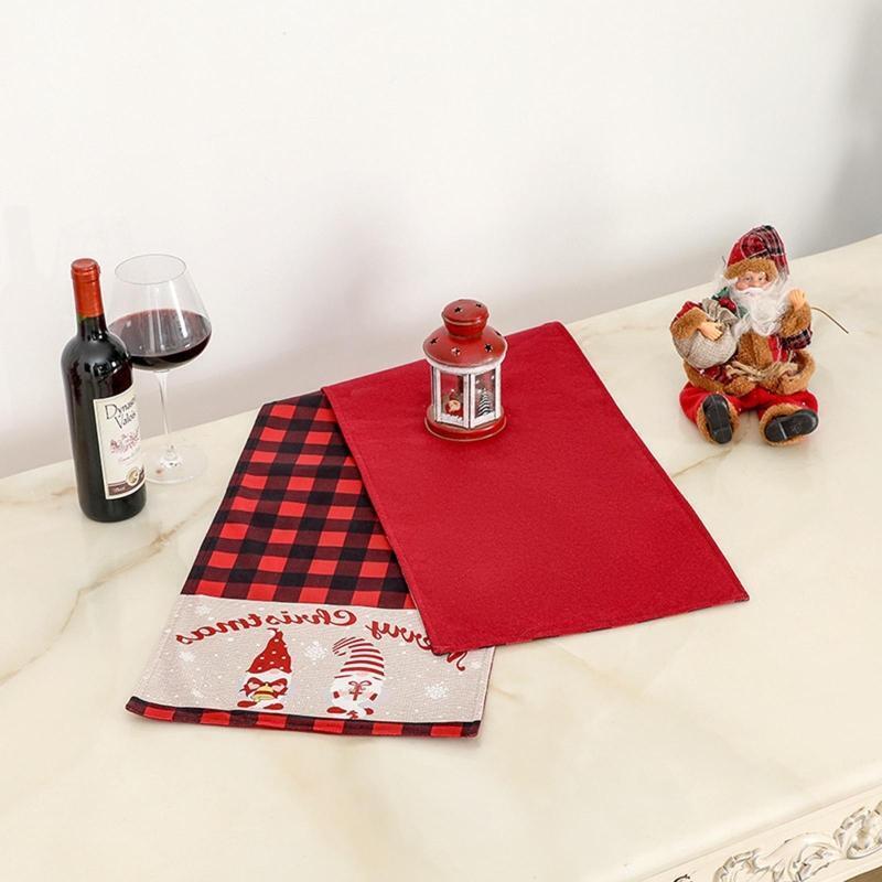 Christmas Table Runner Line Cloth Plaid Table Cloth Xmas Festival Holiday Party