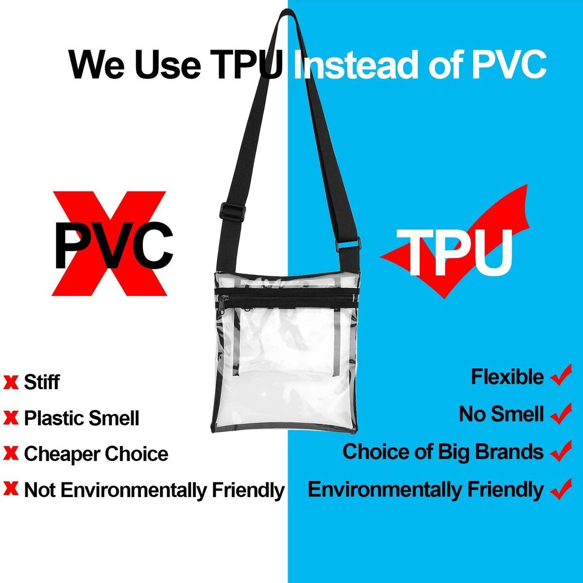 Strap Travel Crossbody Bag Transparent Tote Bag Stadium Approved Clear Bag