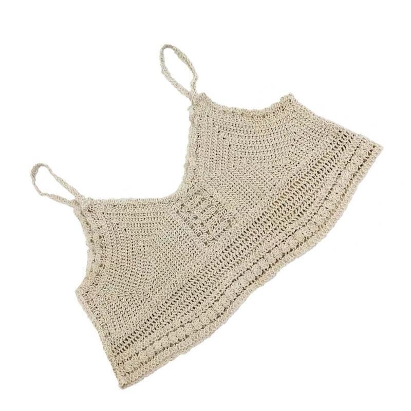 Women Crochet Crop Cami Bikini Crop Top Beach Crop Vest Tops Knitted Tank Tops