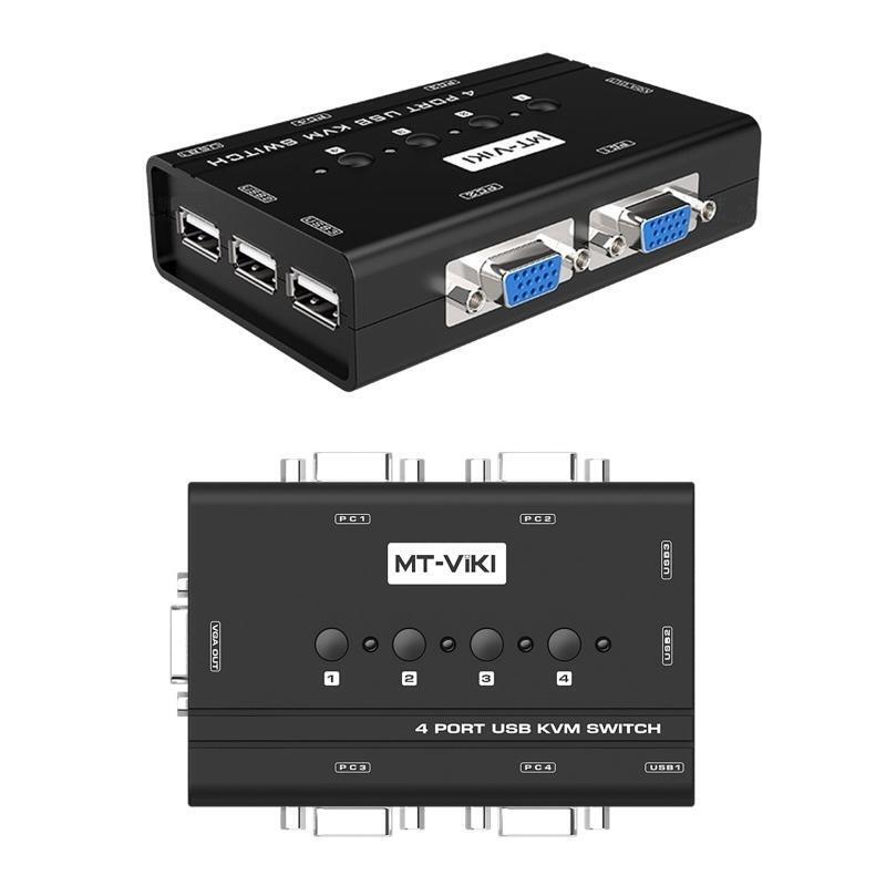 High Definition 4-Port VGA KVM Smart Switcher 4 in 1 Out USB Hub Switch Box