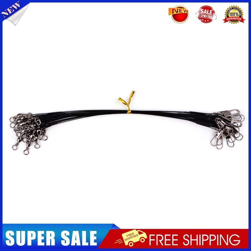 20pcs Anti-bite Fishing Line Steel Wire Leader Fishing Tackle (15cm Black)