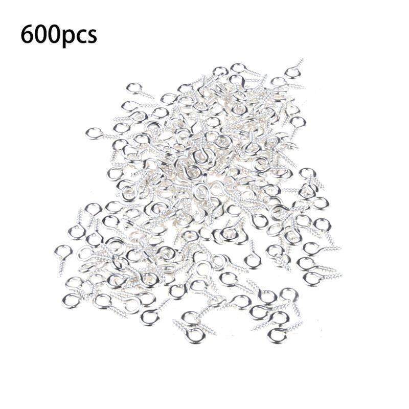 600x/Set Mini Screws Eye Pin Peg Eye Pins Hooks for DIY Jewelry Keychain Making