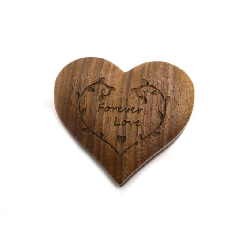 Wood Ring Box Heart Shaped Velvet Ring Holder Jewelry Handmade Wooden Box
