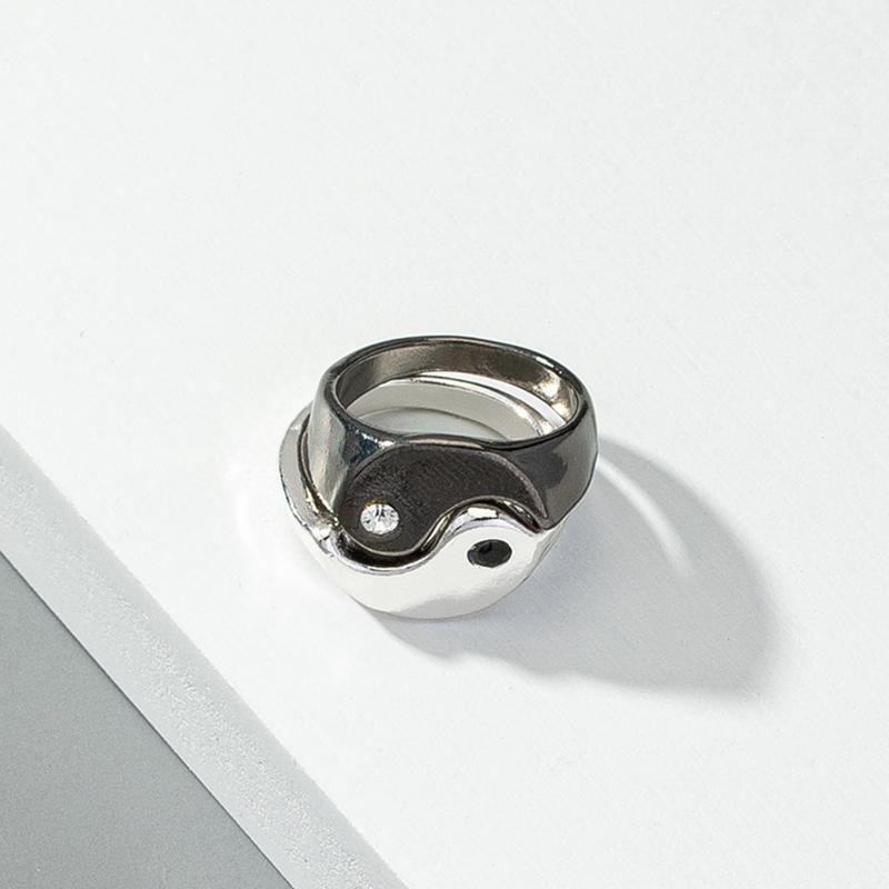 1 Pair Women Tai Chi Ring Korean Punk Chunky Alloy Ring for Girlfriend Sister