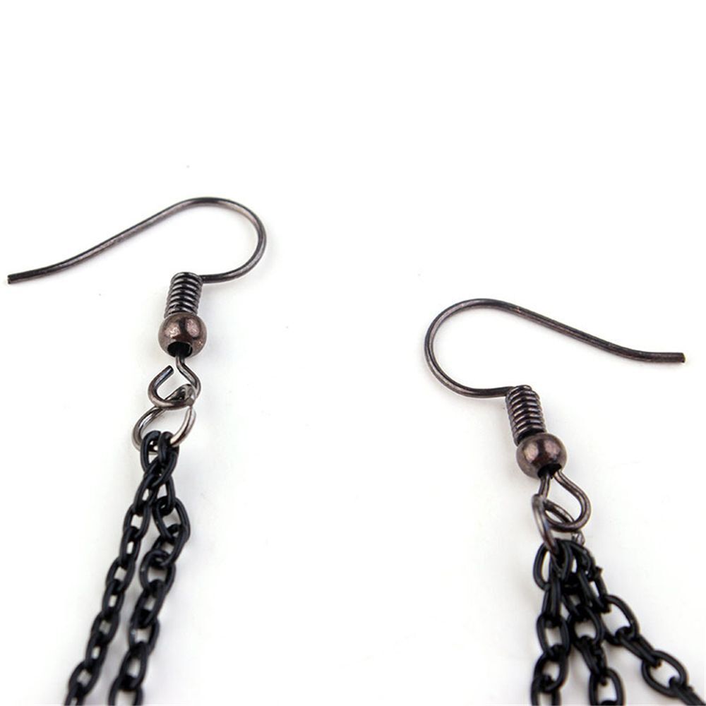 Party Hip Hop Rock Long Tassel Drop Punk Earrings Ear Clip Ear Stud Rivet