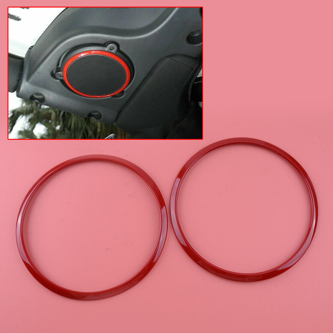 2Pcs Red Top Roof Speaker Trim Ring Cover Fit for Jeep Wrangler JK 2007-2014