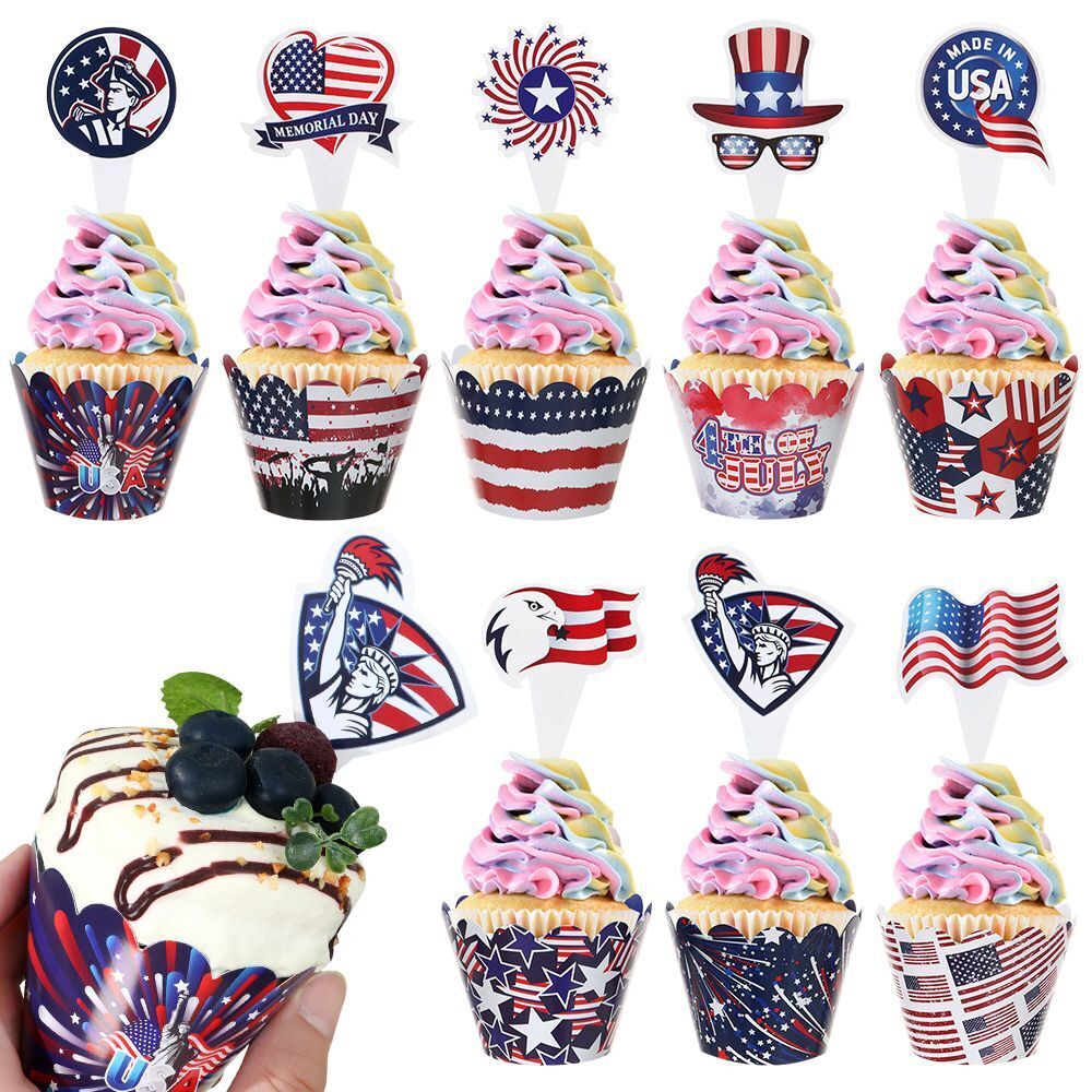 Flag Patriotic Sign Cake Decoration 4th of July Independence Day Cake Topper