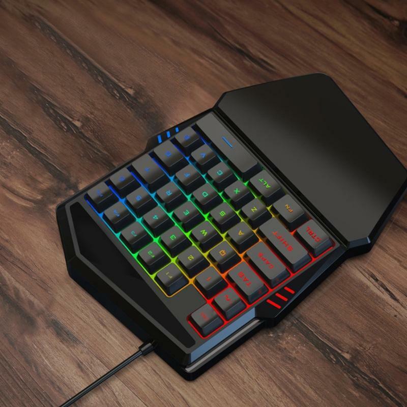 Mini 35 Keys Single Hand Gaming Keyboard RGB Wired Small RGB Backlight Keyboard