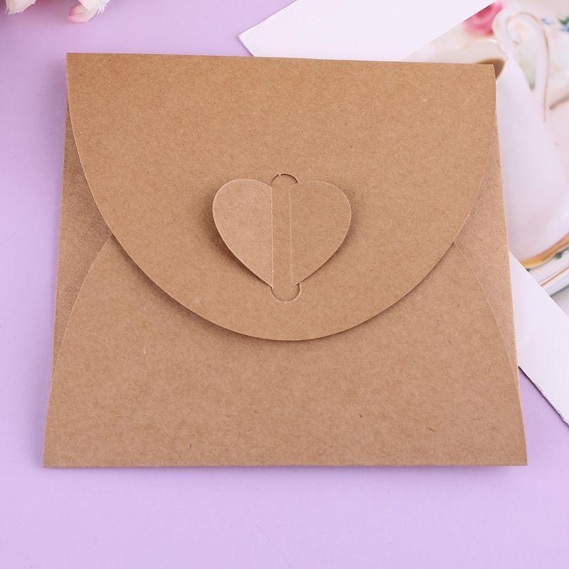 Simple Heart Kraft Envelopes Dvd Sleeves 5.1x 5.1'' for Office Wedding Gift 50PC