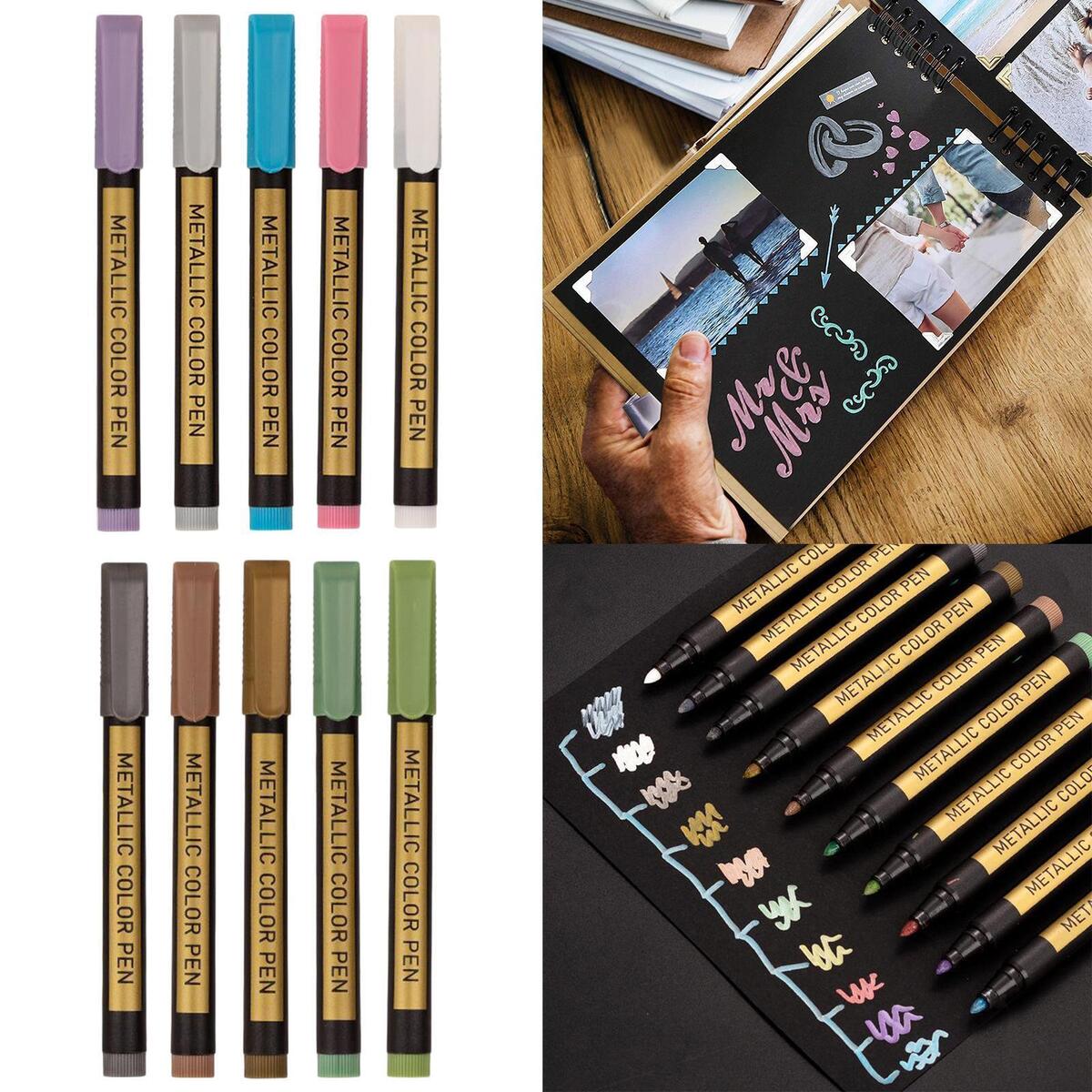 10x Metallic Markers, 10  Metallic Paint Markers  Set, Metallic Marker