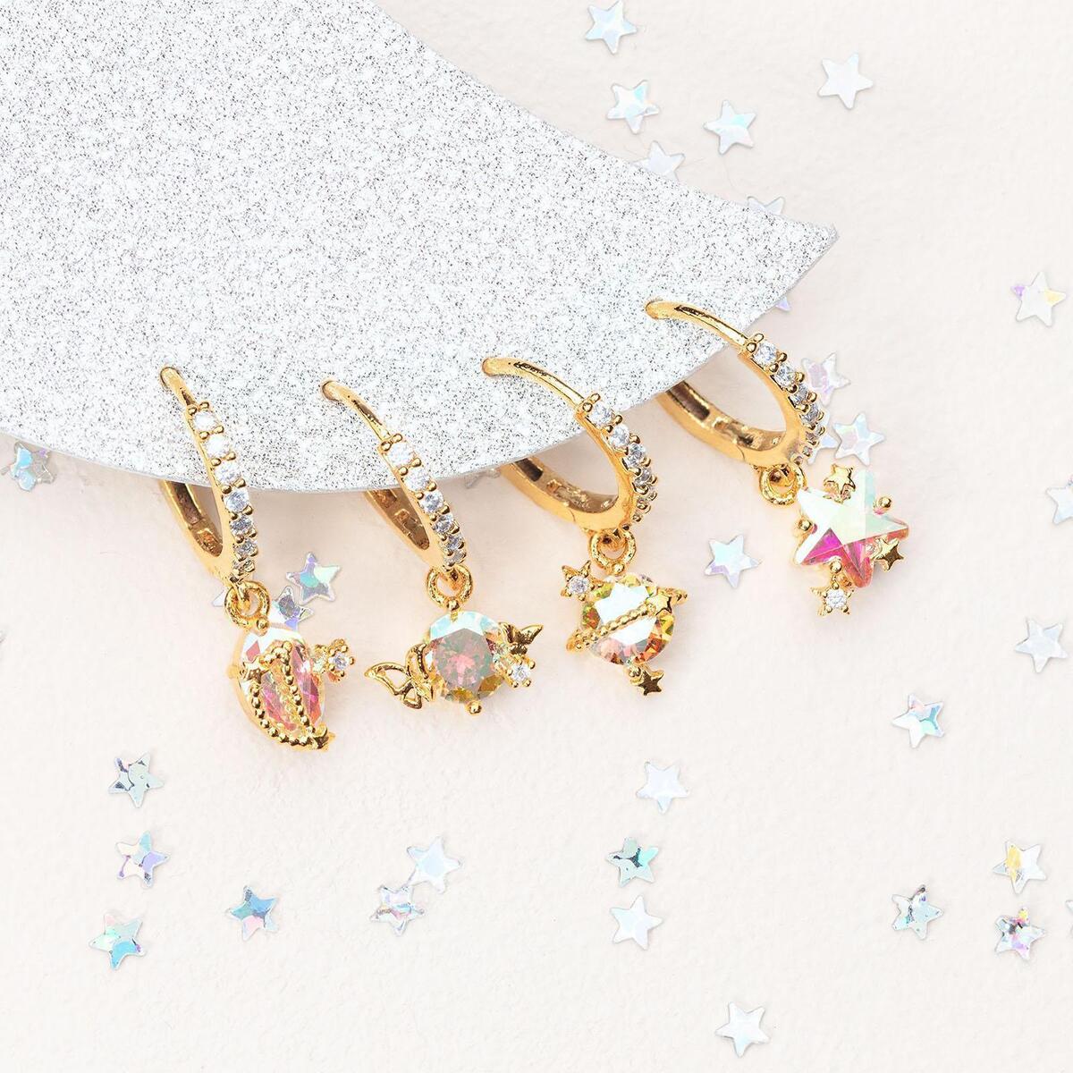 4 Pieces Girls Dangle Earrings Jewelry Valentine Day Anniversary Gift Tiny