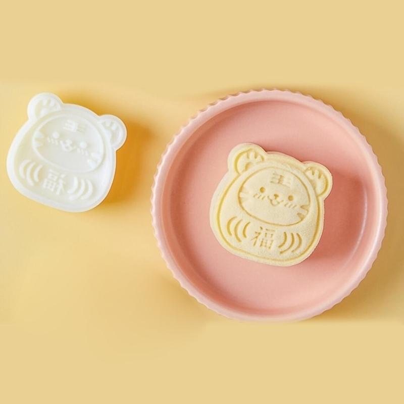 Tiger Shaped Stamps Moon Cake Moulds for Mid-Autumn Festival DIY Baking Mooncake