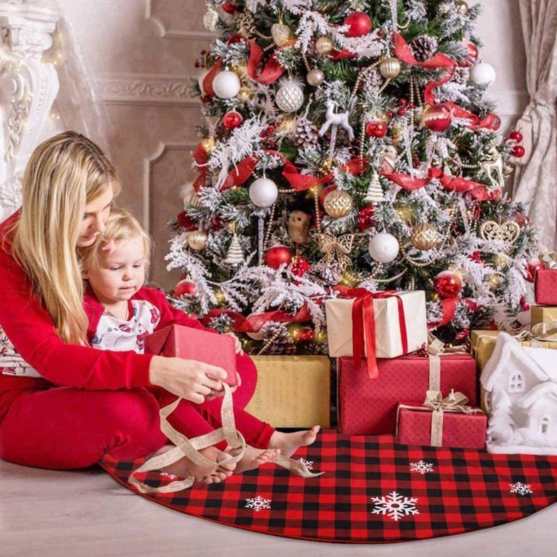 Christmas Tree Skirts For Summer xmas Tree Decoration Plaid Tree Skirt