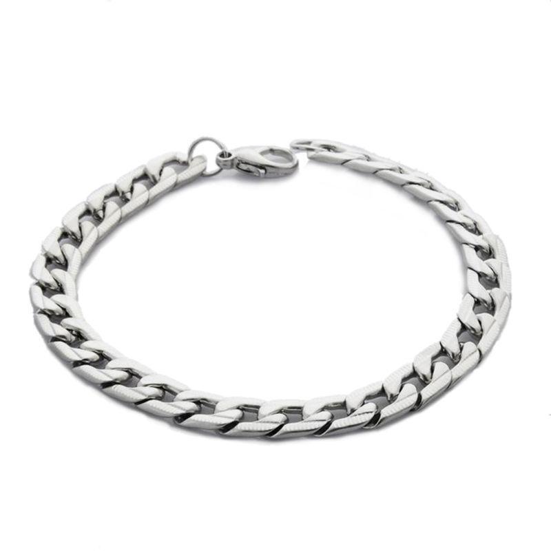 9mm Width Curb Chain Link Bracelet Stainless Steel Wristbands Bracelet Men Gifts