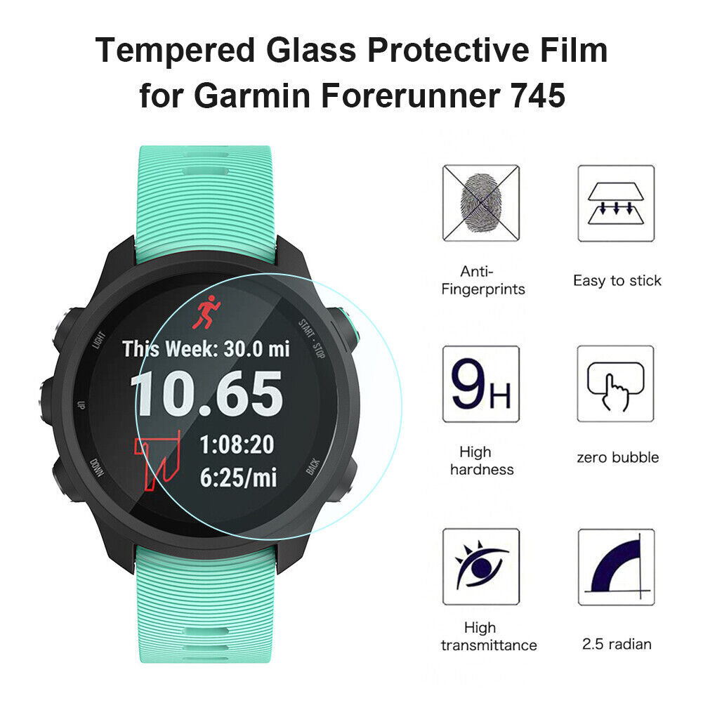 2pcs Watch Tempered Glass Screen Protector Film for Garmin Forerunner 745
