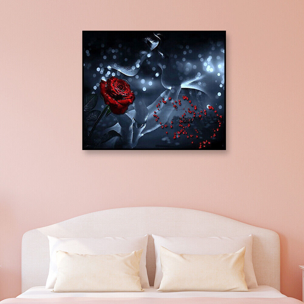 Full Drill Round Diamond Painting DIY Rose Lover Mosaic Kit for Bead Art