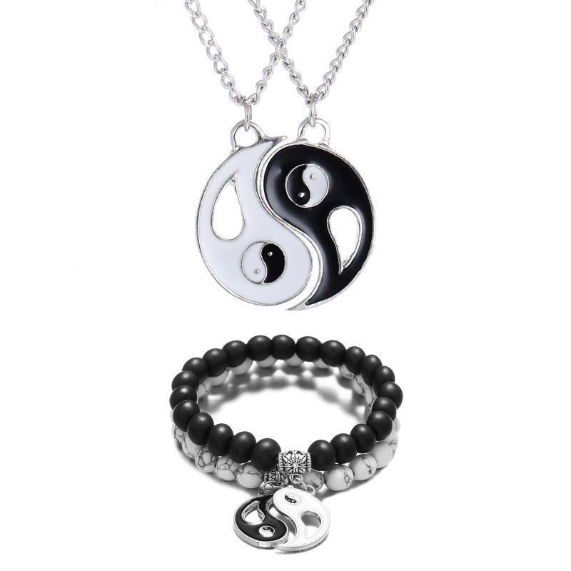 Anti-allergy Yin Yang Couple Necklace Bracelets Symbolizing Love & Friendship