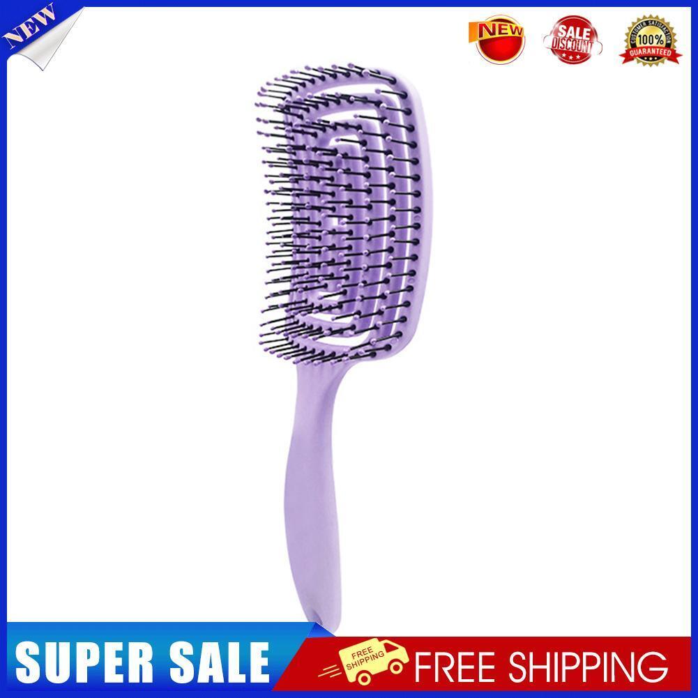 Hollow Mosquito Coil Large Curved Hair Comb Scalp Massage Brush (Purple)