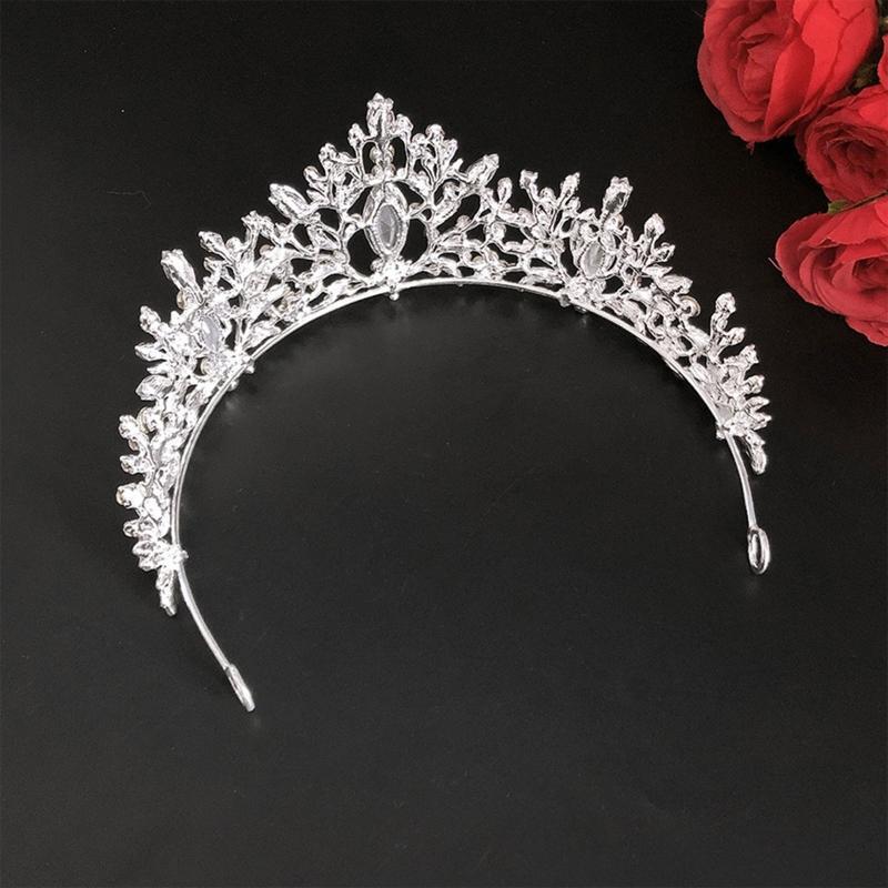 White Gems Princess Crown Tiaras for Girls Crystal Headband Wedding Party Gifts