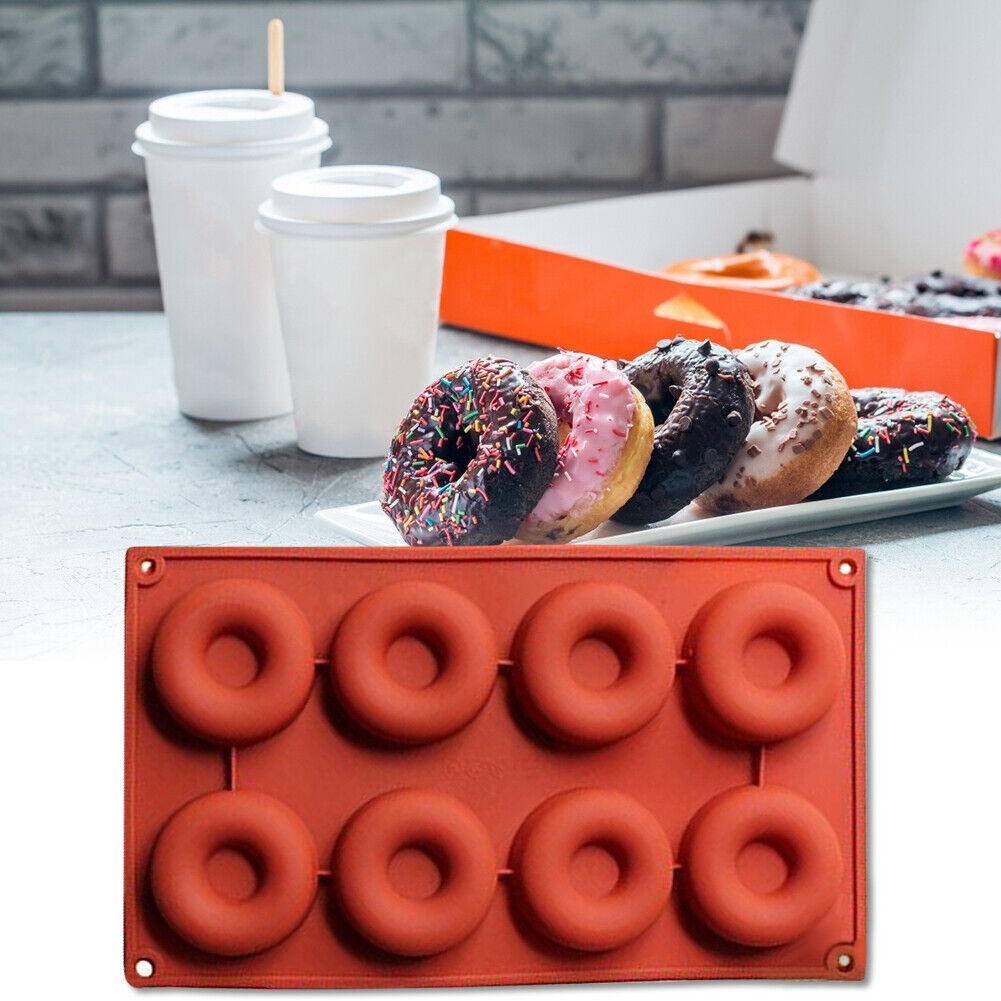 8 Cavity Donut Shape Mould Dessert Cake DIY Soap Dim Sum Silicone Mold Tray