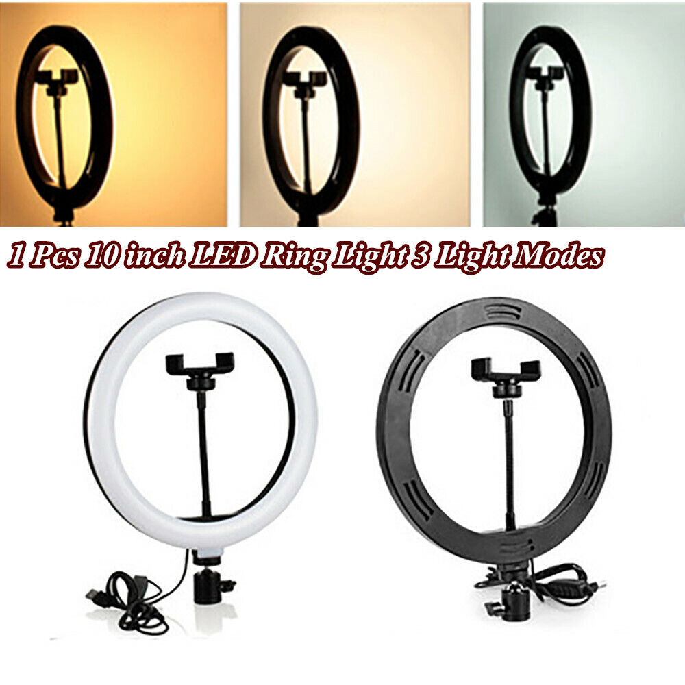 For Video Live Streaming Makeup Selfie 10 inch USB Plug Ring Light 3 Light Modes