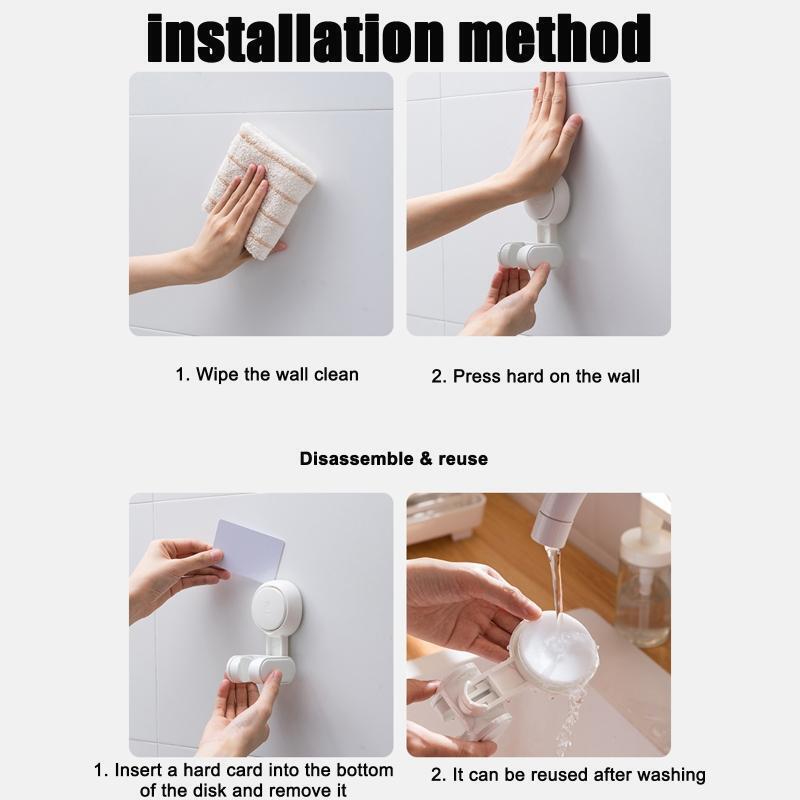 Bathroom Shower Bracket Suction Cup Base 360 Degree Adjustment Shower Holder