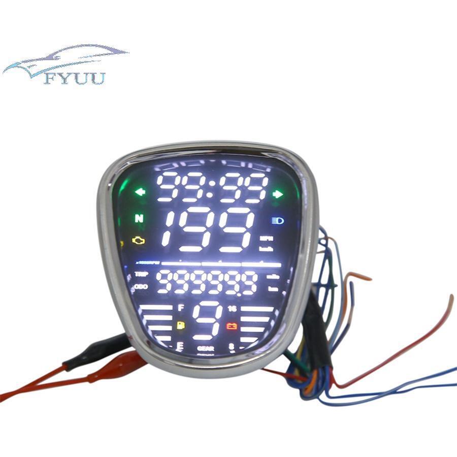 12V Motorcycle Digital LCD Speedometer Tachometer Odometer with Indicator Light