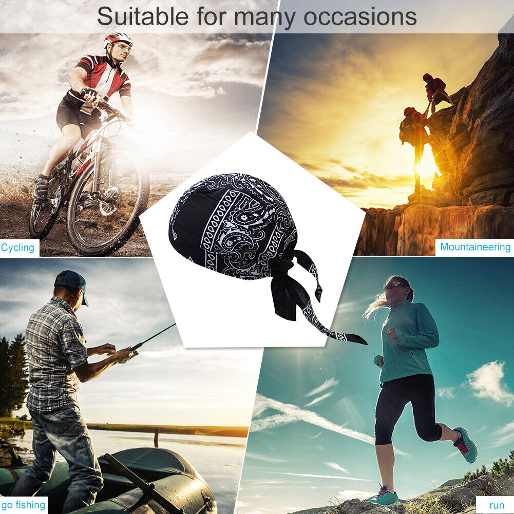Cotton Cycling Beanie Cap Summer Running Outdoor Sports Pirate Hat (Black)