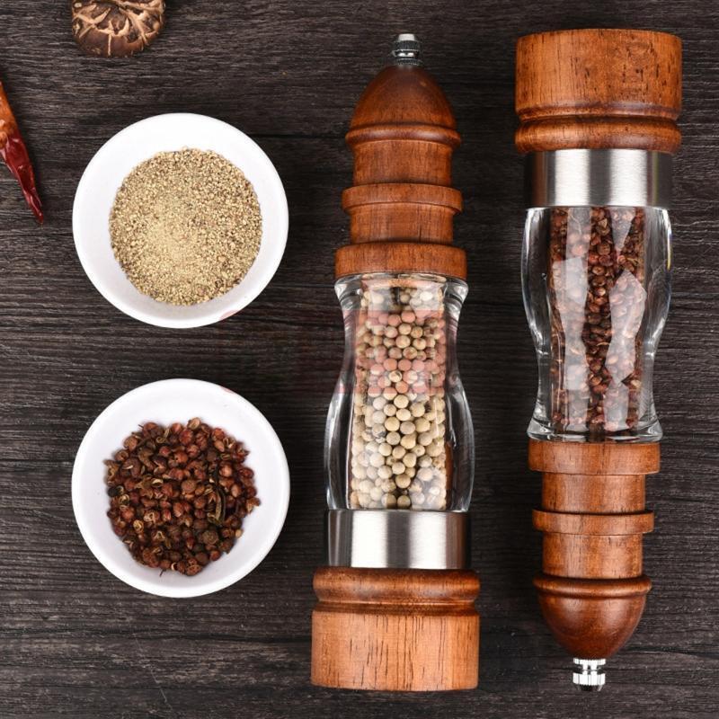 Wooden Spice Pepper Grinder Acrylic Salt Pepper Mill Wood Pepper Mill Grinder