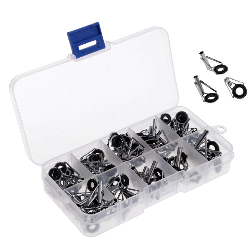 80Pcs Fishing Rod Guides Eye Ring DIY Parts Rod Building Repair Kits 1#-10#