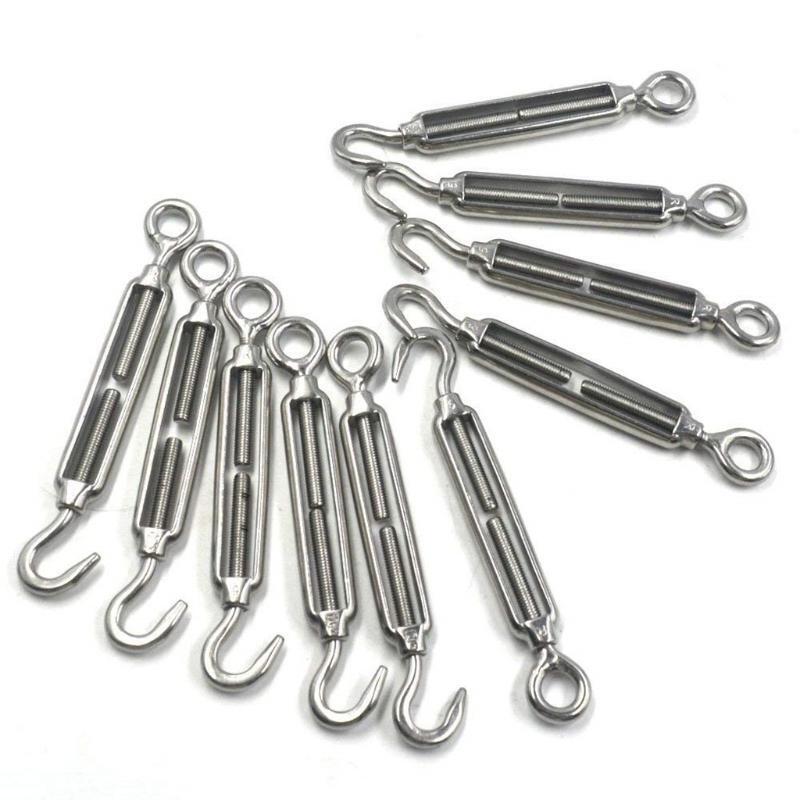 Stainless Steel European Style Hook & Hook M6 Turnbuckles Adjustable Wire Rope