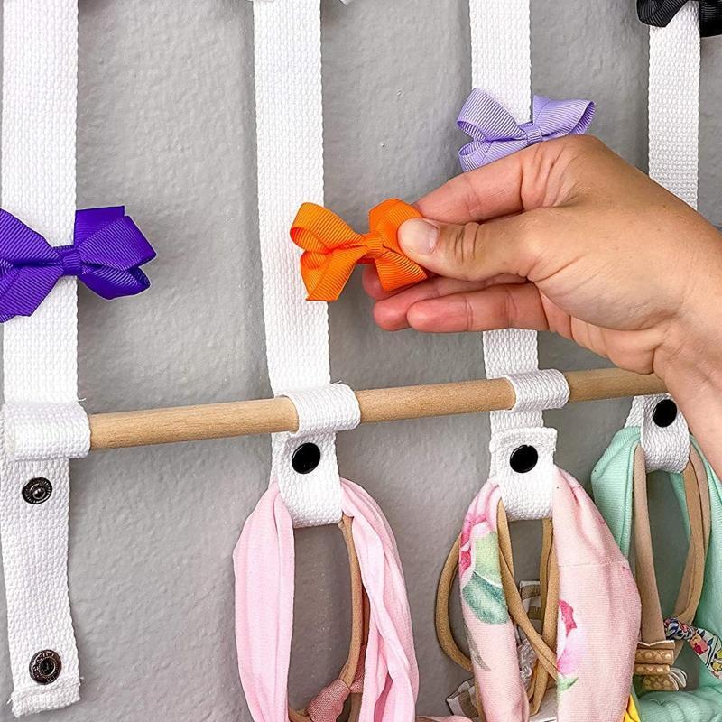 Nordic Woven Wooden Sticks Storage Belt Holder Hairpin Hair Clips Headbands