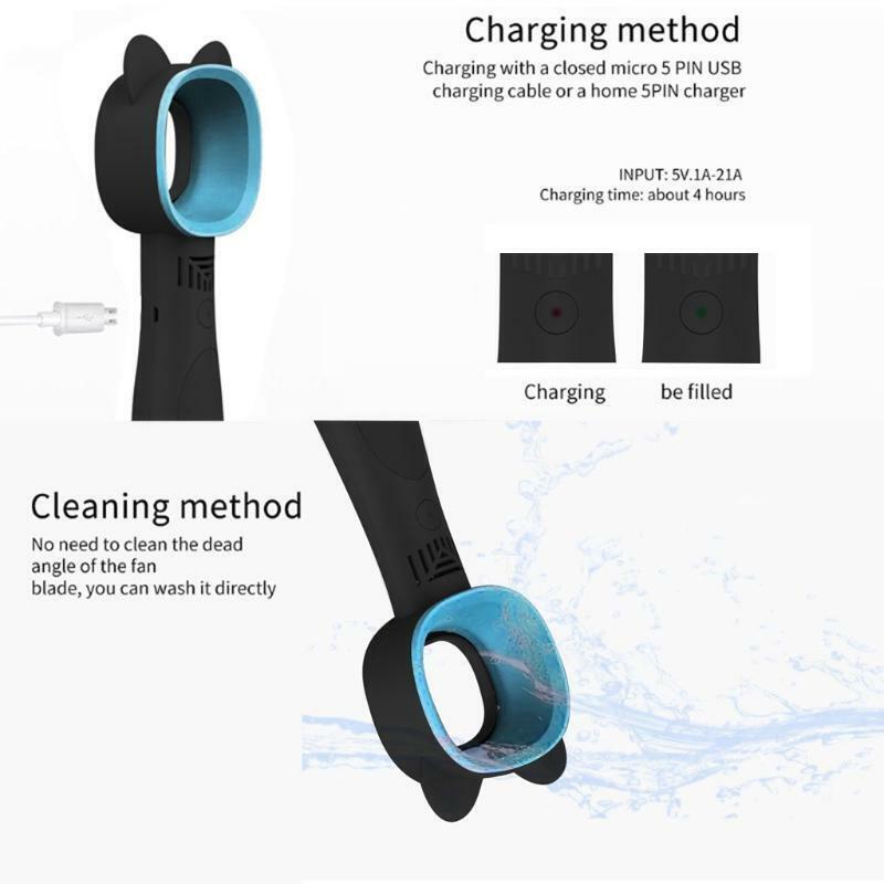 Portable 3 Speed Adjustable Bladeless Fan USB Handheld Desktop Airflow Cooler