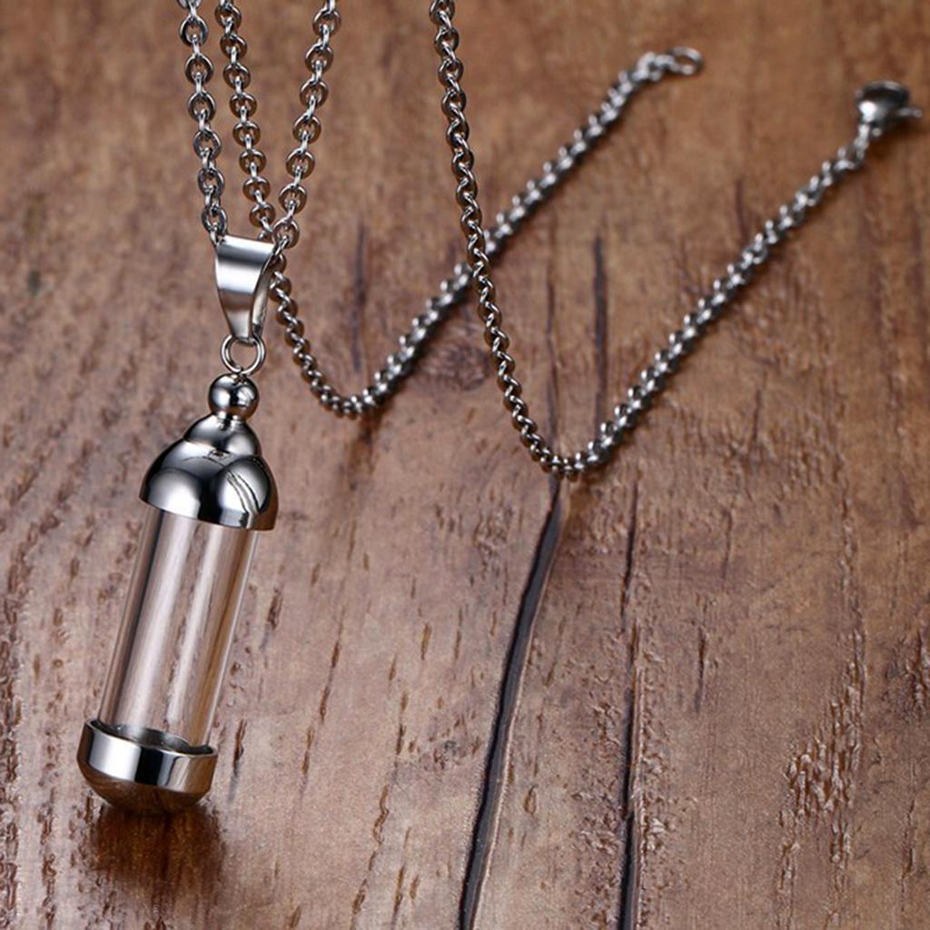 5Pcs Glass Vial Pendant Necklace Openable Urn Chain Clear Keepsake Ash Tube