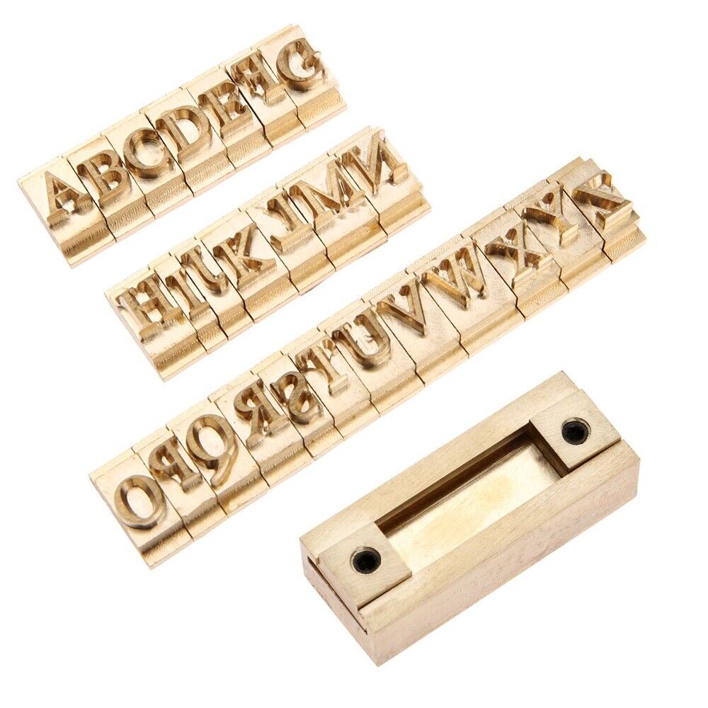 26Pcs Captal Letters Times New Roman Stamp Mold+5cm T-Slot Fixture Holder 2 in 1