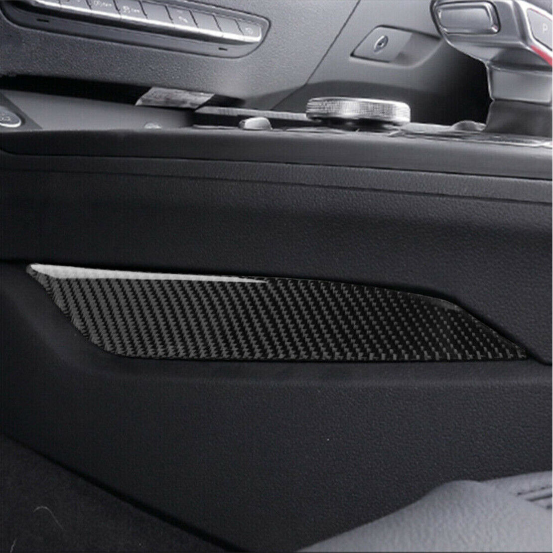 2Pcs Carbon Fiber Gear Shift Side Panel Cover Trim fit For Audi A4 B9 2017-2019
