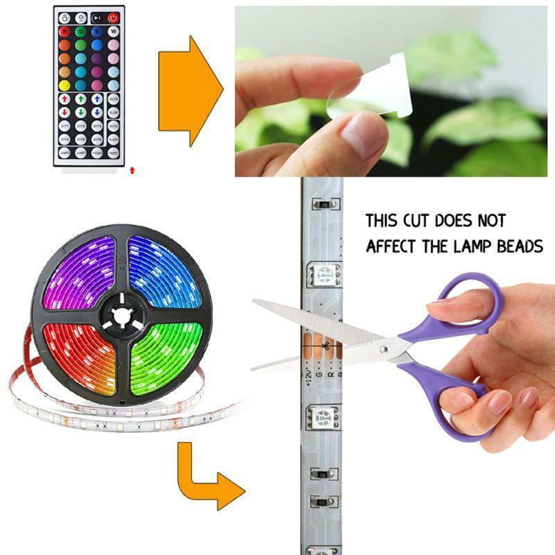 Flexible Strip Light 5050 RGB LED SMD Remote Fairy Lights for Room Party Bar