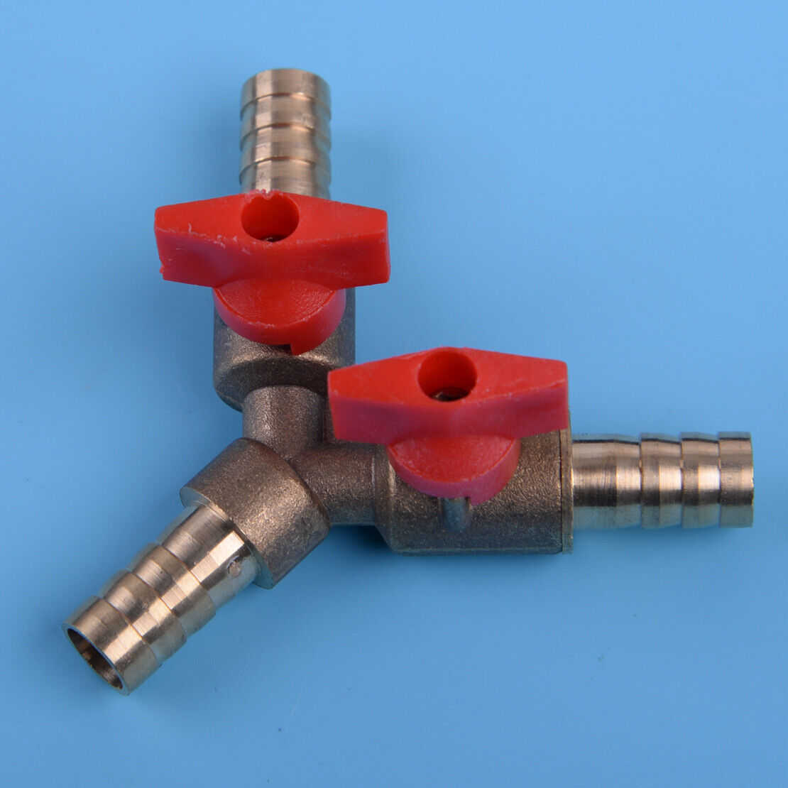 3/8" 10mm Brass Y 3Way Fuel Gas Shut Off Ball Valve Fitting Hose Handle Clamp Li