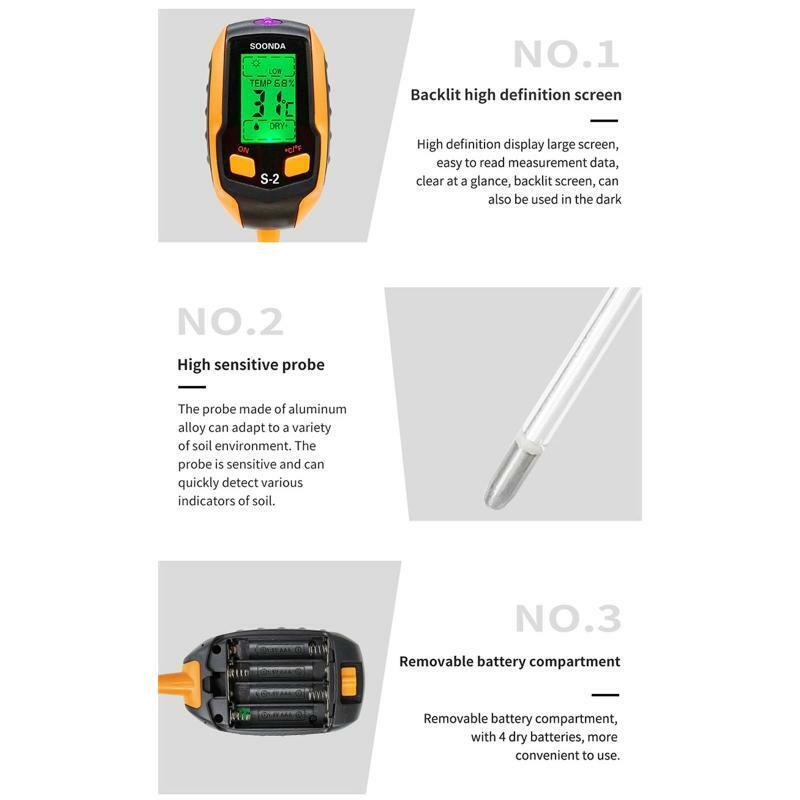 Soil Moisture Meter Soil Test Kit PH/ Moisture/Temperature/Light/Ambient Meter