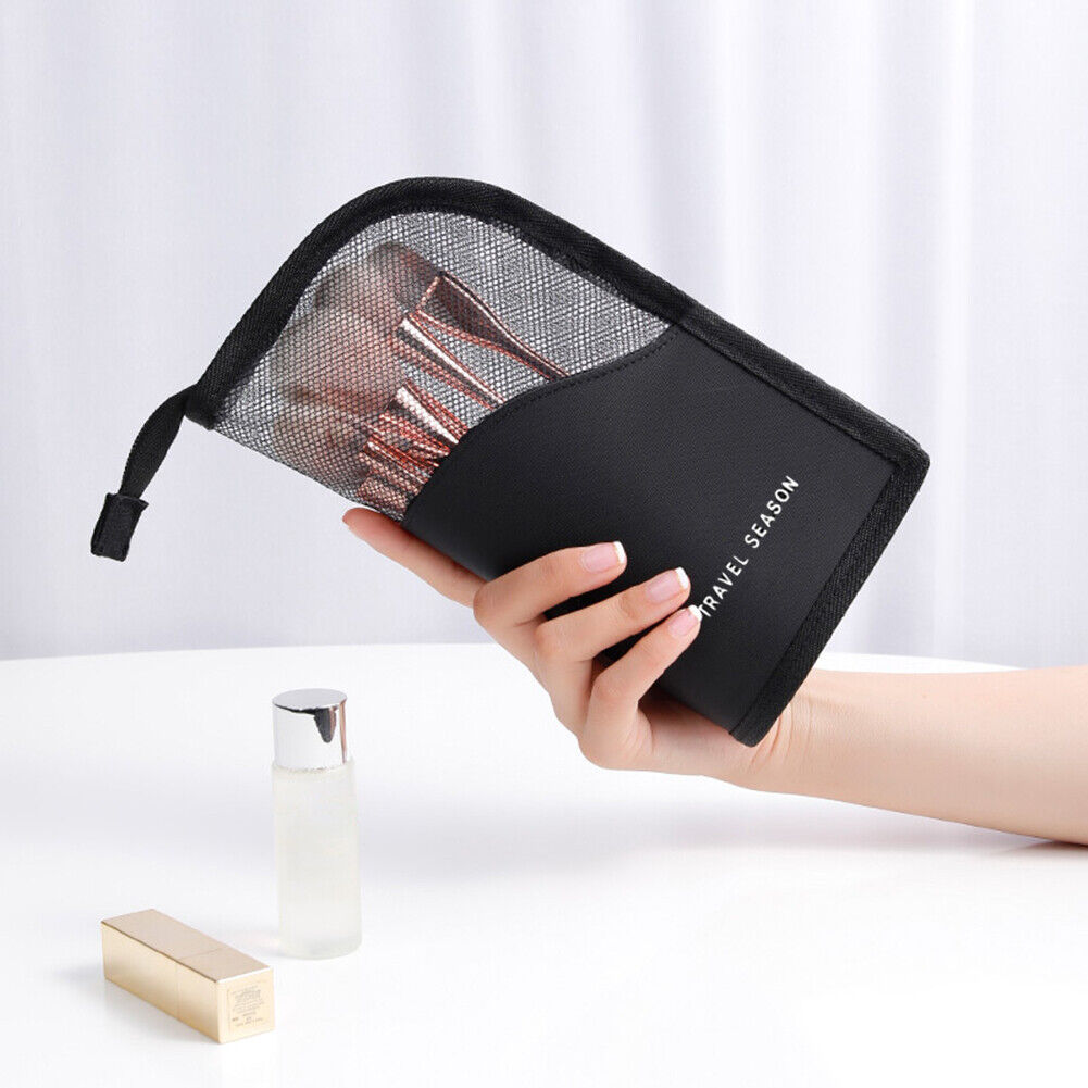 Zipper Waterproof Cosmetics Storage Bag Makeup Brush Holder Pouch (Black)
