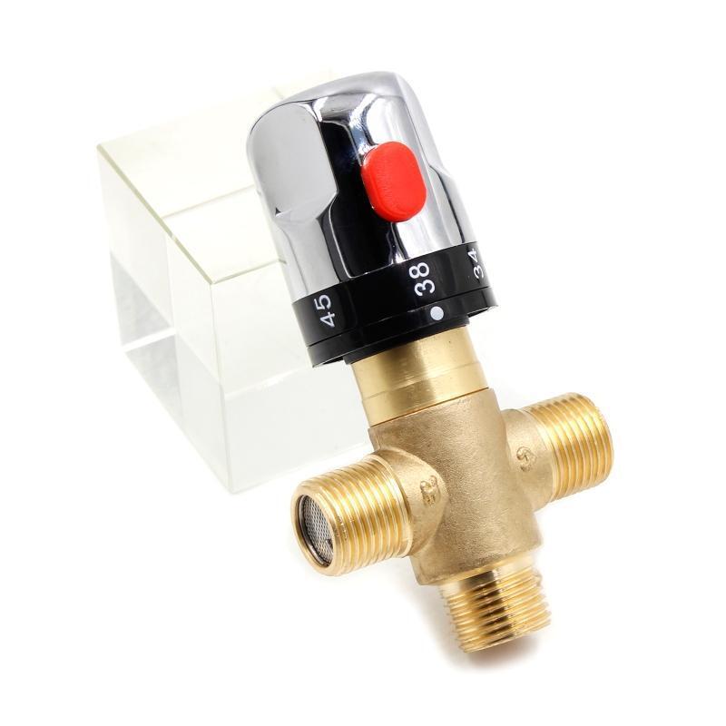Brass Thermostatic Mixing Valve Bathroom Faucet Temperature Mixer Control Home