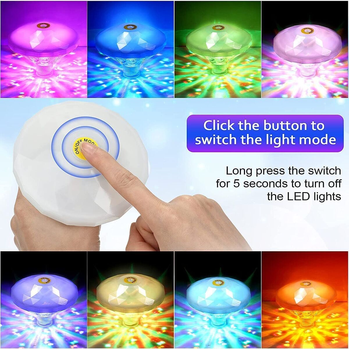 Floating Pool Lights LED Color Changing Diamond Shape Swimming Pool Lights