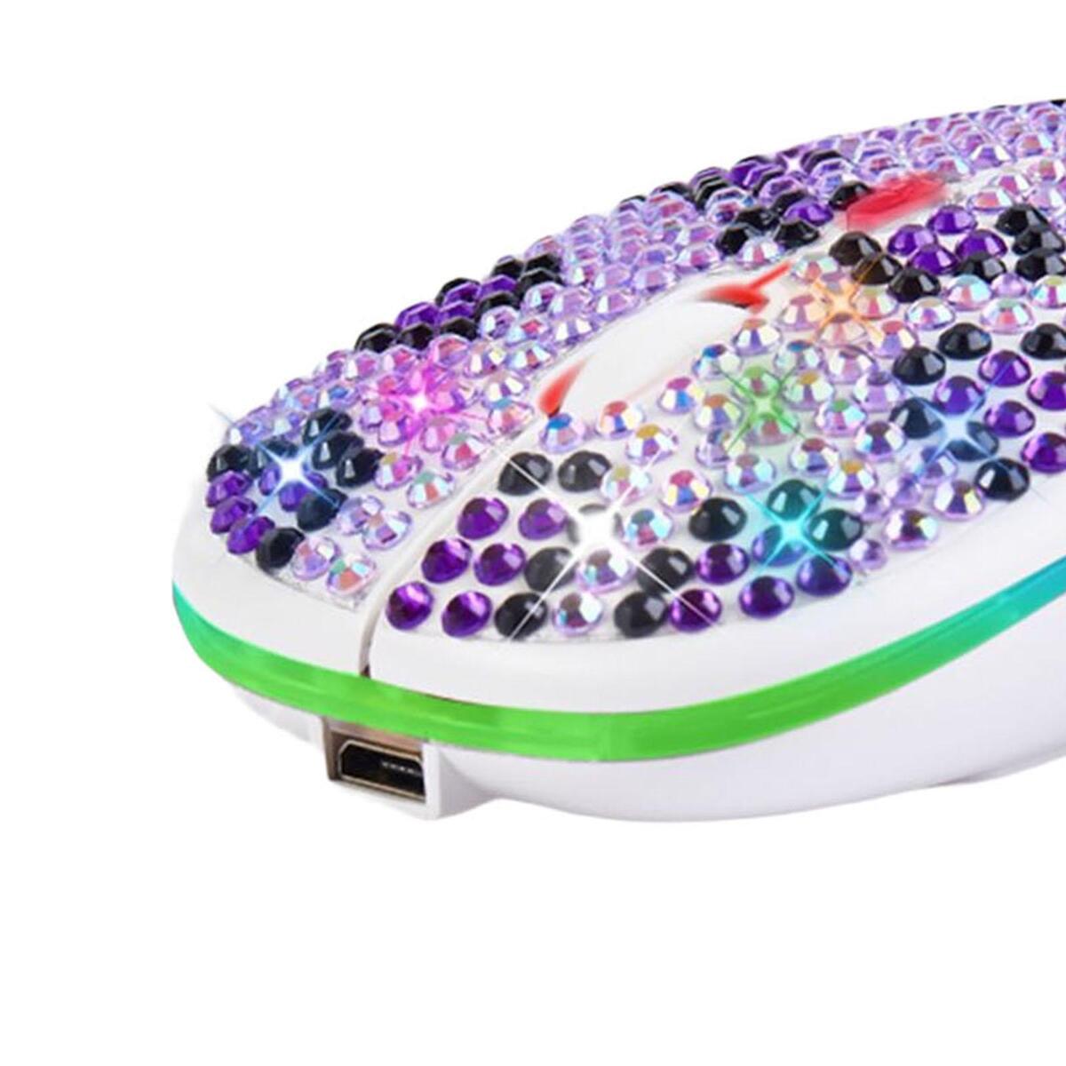 Colorful 3 Adjustable DPI Crystal Rhinestone Portable Rechargeable 1600DPI