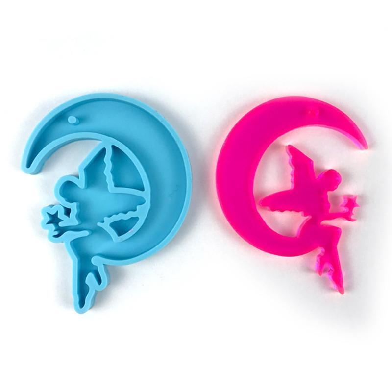 2Pcs Flower Fairy Keychain Pendant Moulds Angel Girl Shape Silicone Earring Mold