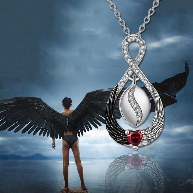 Black and White Angel Wings Pendant Necklace Female Fashion Wing Jewelry