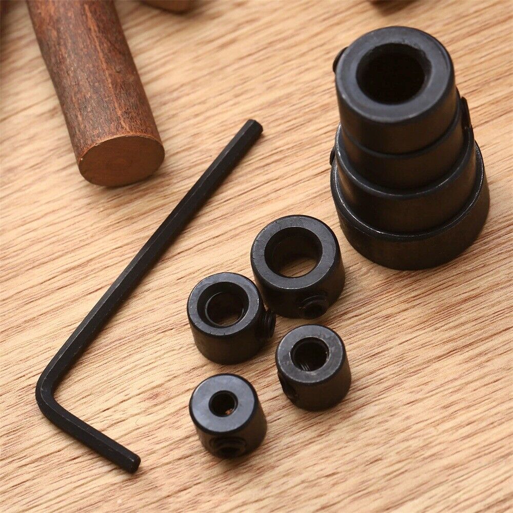 8x Woodworking Drill Bit Depth Stop Collar Ring Positioner & Wrench Carbon steel
