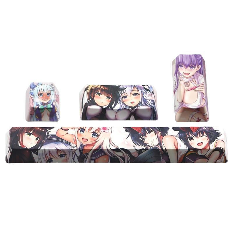 Durable 4 Pcs Ahegao Keycaps PBT ESC Spacebar Keycaps for Mechanical Keyboard