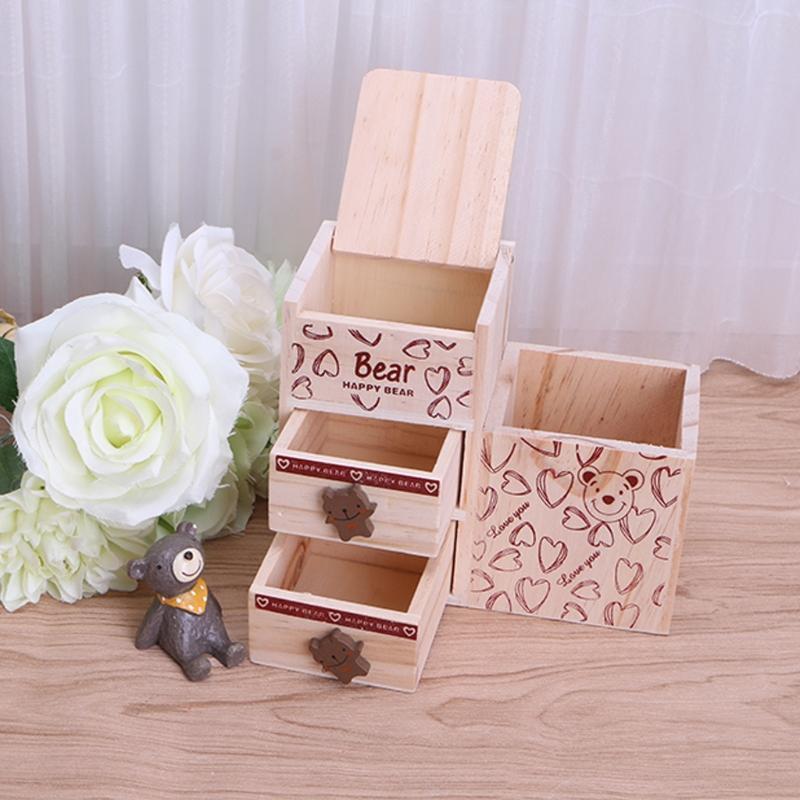 Desktop Storage Box Little Bear Drawer Case Holder Pen Makeup Organizer