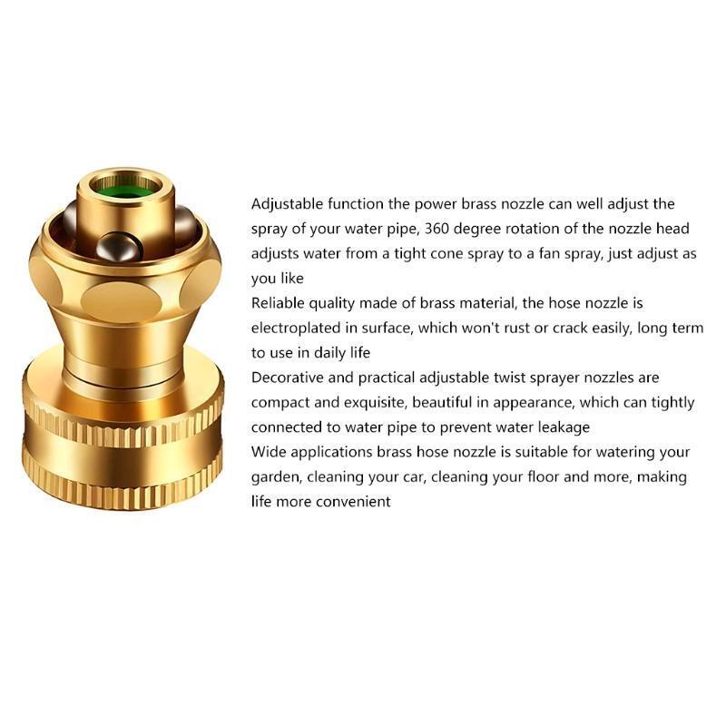 Brass Hose Nozzle Watering Sprayer Garden Twist Hosed Nozzles Watering Flowers