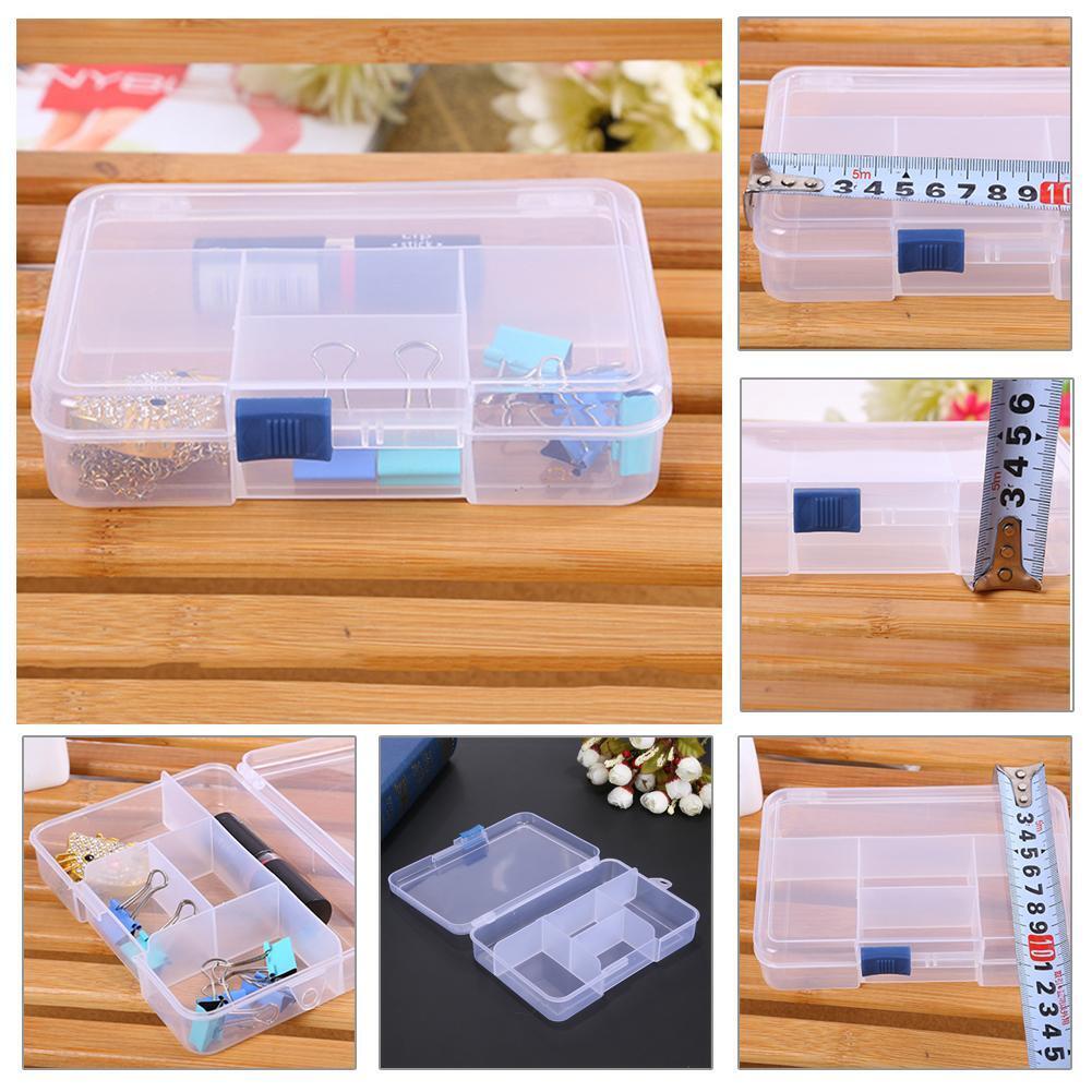 5 Compartments Storage Box w/ Adjustable Dividers and Clip Lock Lid(White)